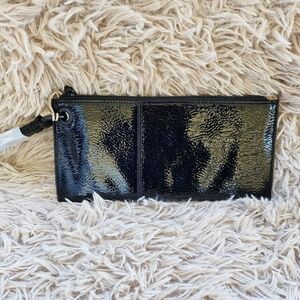 HOBO Shiny Black Leather Wristlet